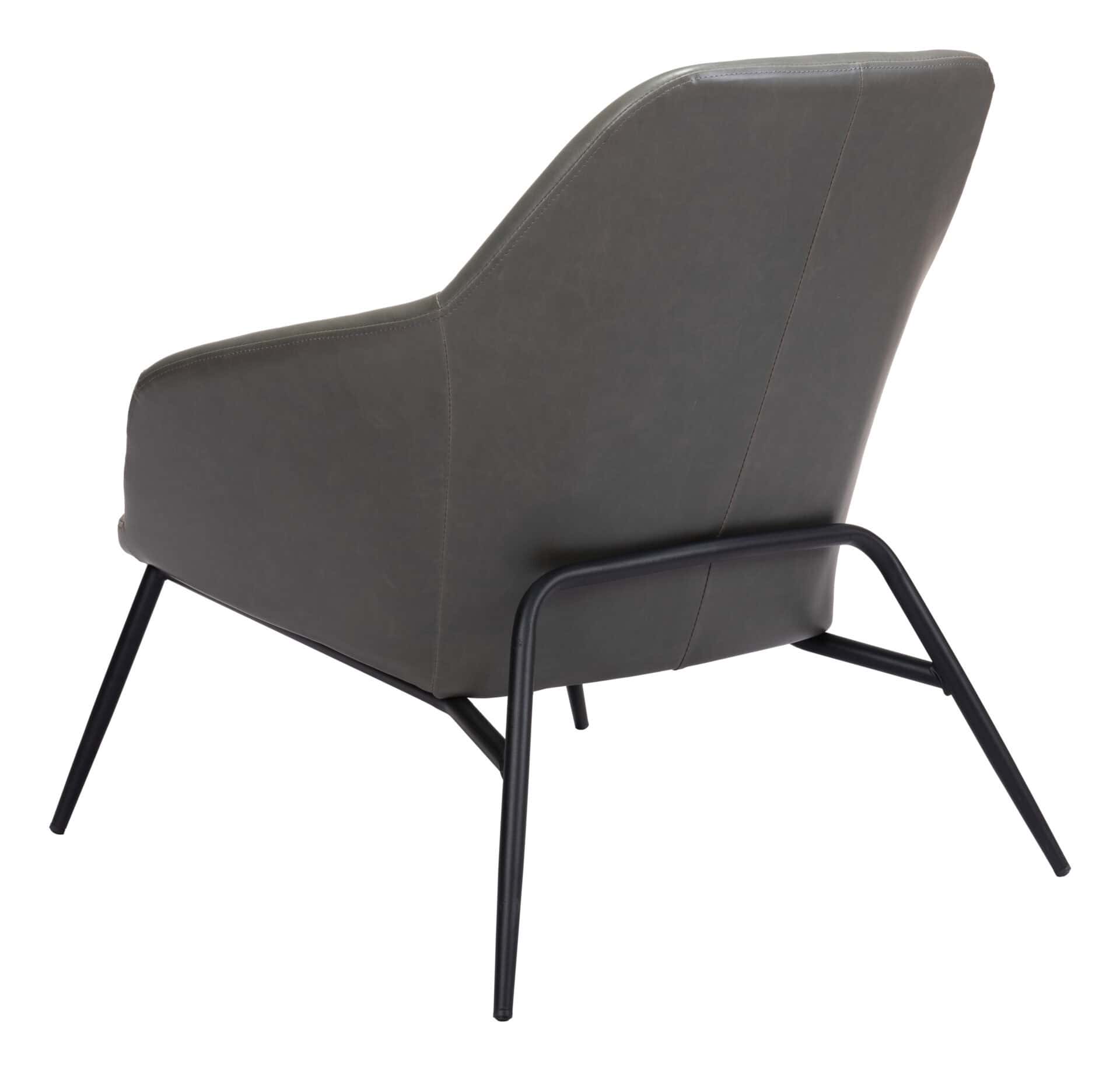 Modern Gray Accent Chair with Faux Leather and Steel Base 6 Modern Gray Accent Chair with Faux Leather and Steel Base - Image 6