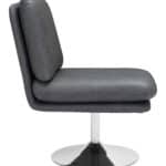 Modern Gray Swivel Chair with Chrome Base for Small Spaces