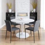 Gray Tufted Dining Chair with Steel Base and Diamond Pattern (Set of 2) 12 Gray Tufted Dining Chair with Steel Base and Diamond Pattern (Set of 2)