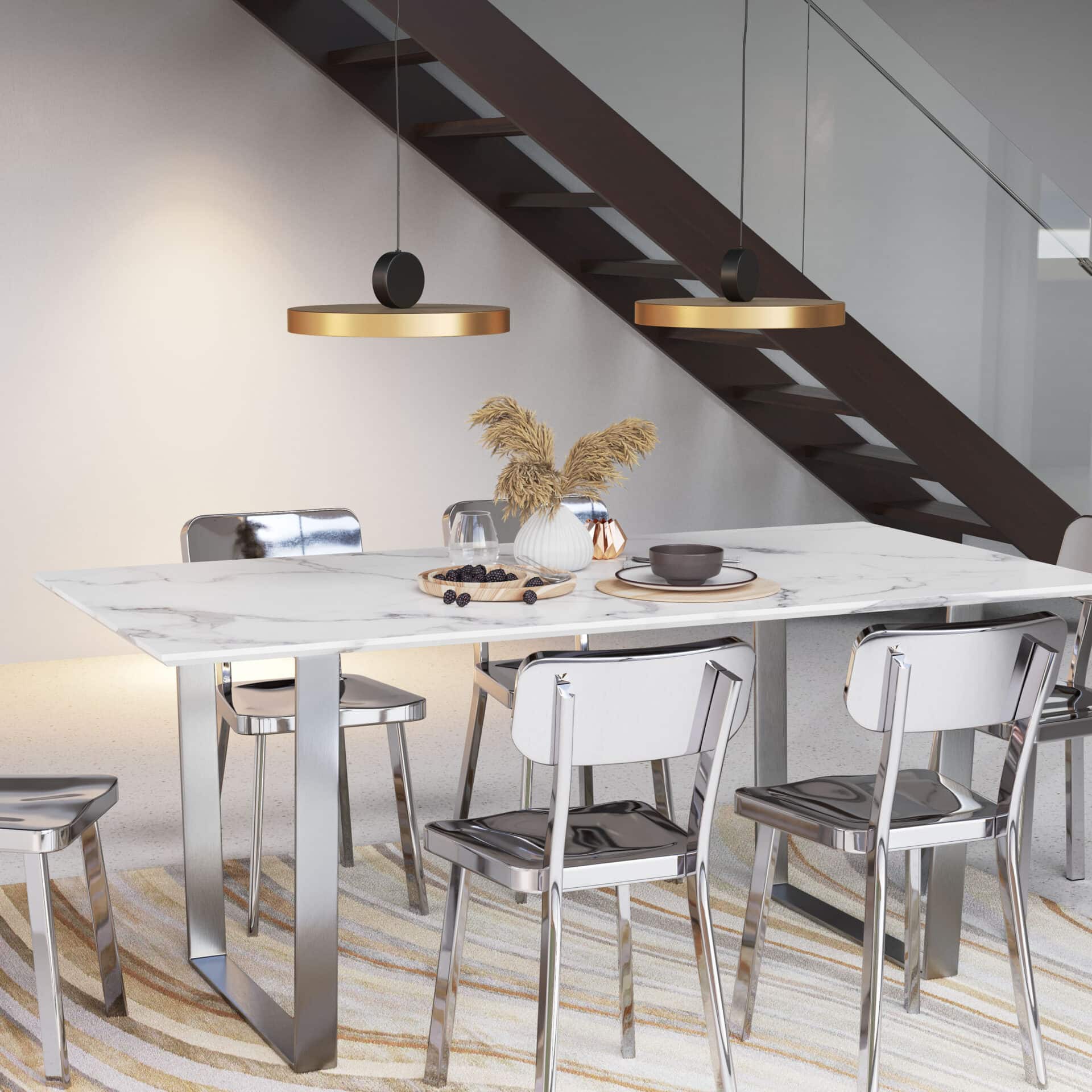 Modern Gold and Black Ceiling Lamp with Adjustable Cord and LED 3 Modern Gold and Black Ceiling Lamp with Adjustable Cord and LED - Image 3