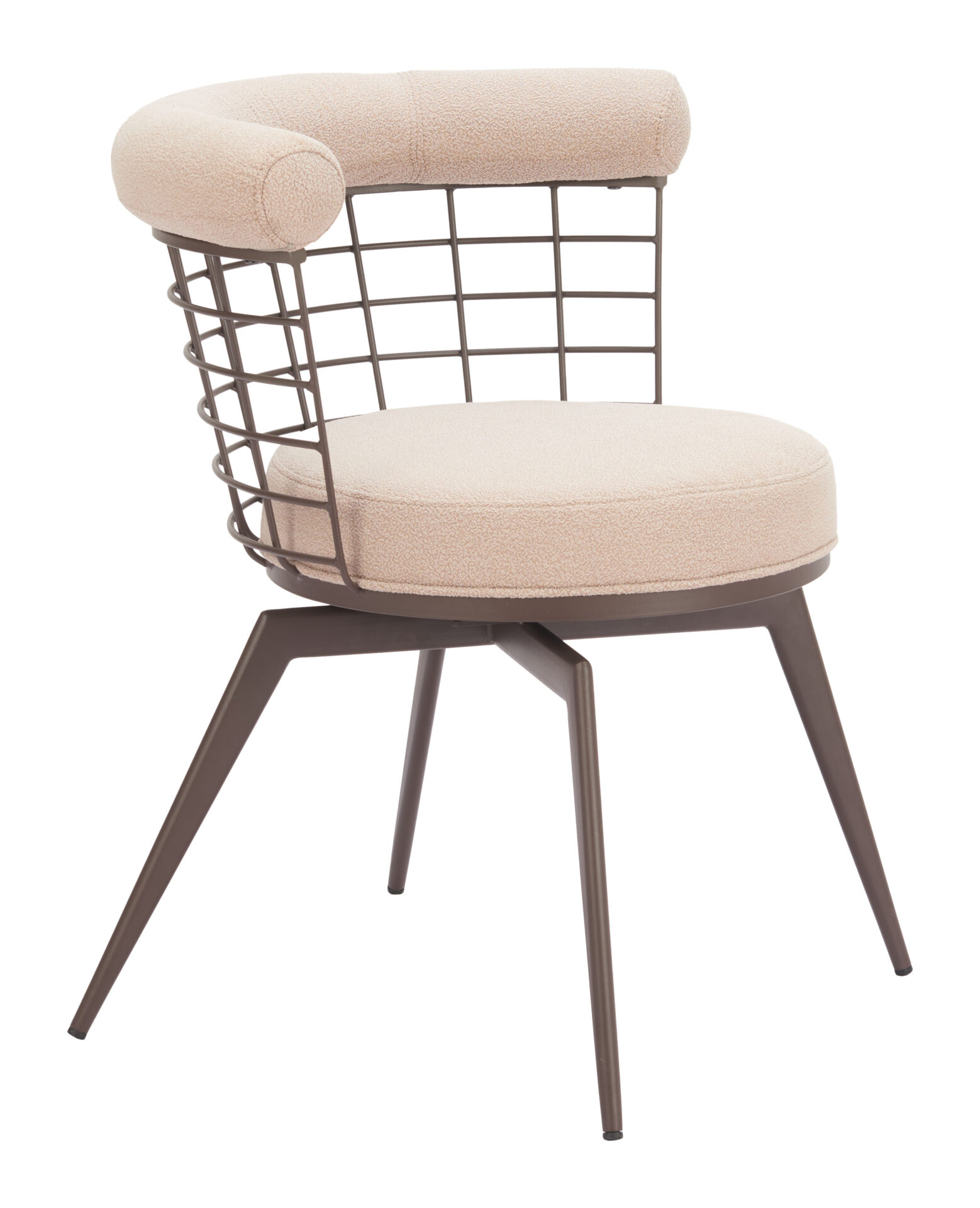 Beige and Brown Swivel Dining Chair with Steel Base 1 Beige and Brown Swivel Dining Chair with Steel Base