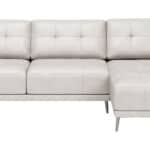 Modern Beige Leather Chaise Sectional with Steel Legs 9 Modern Beige Leather Chaise Sectional with Steel Legs