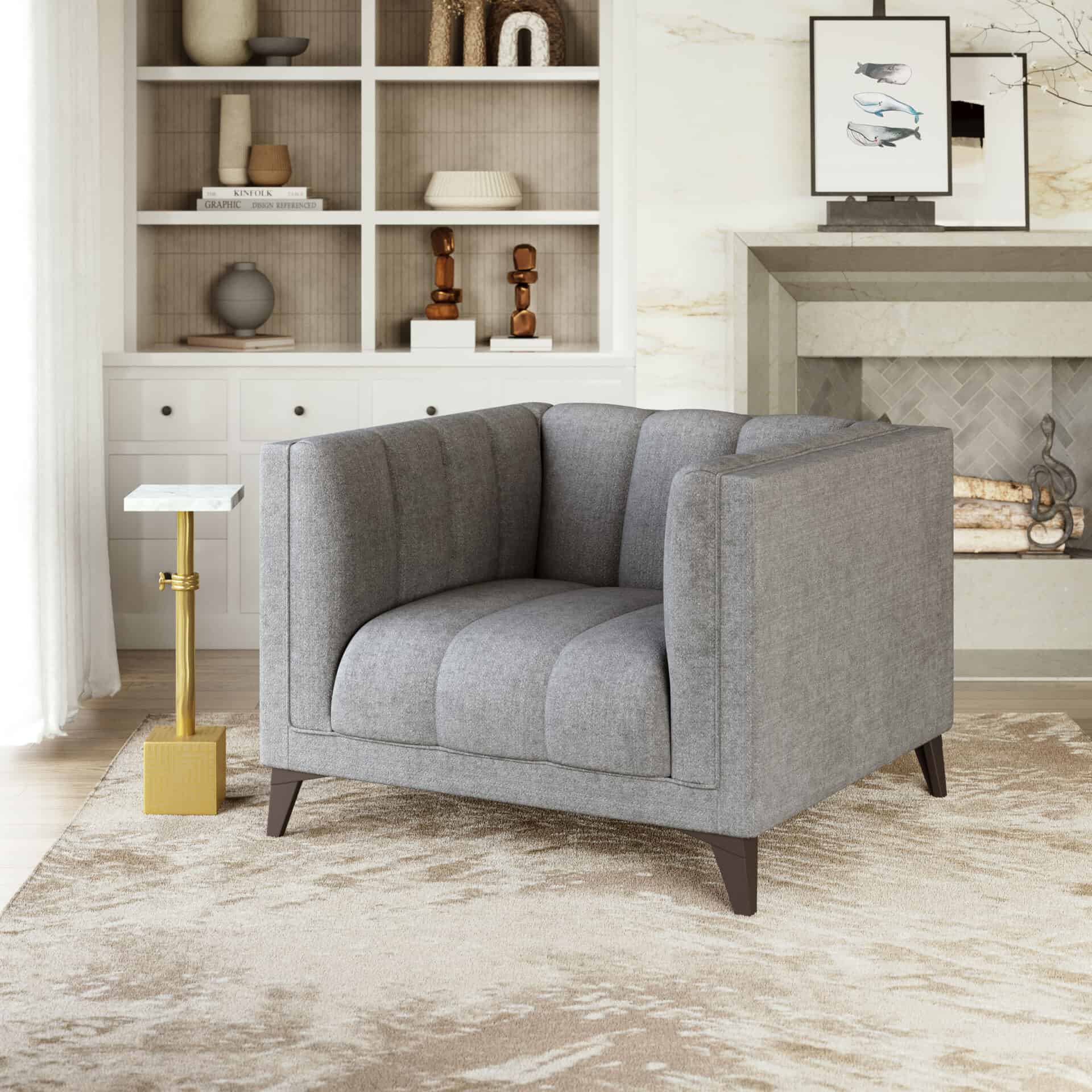 Modern Armchair with Steel Legs and Armrest Support 1 Modern Armchair with Steel Legs and Armrest Support