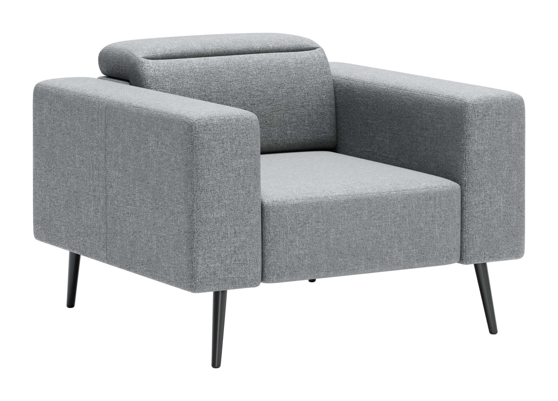 Comfy Dark Gray Armchair with Wood Legs and Polyester Fabric 3 Comfy Dark Gray Armchair with Wood Legs and Polyester Fabric - Image 3