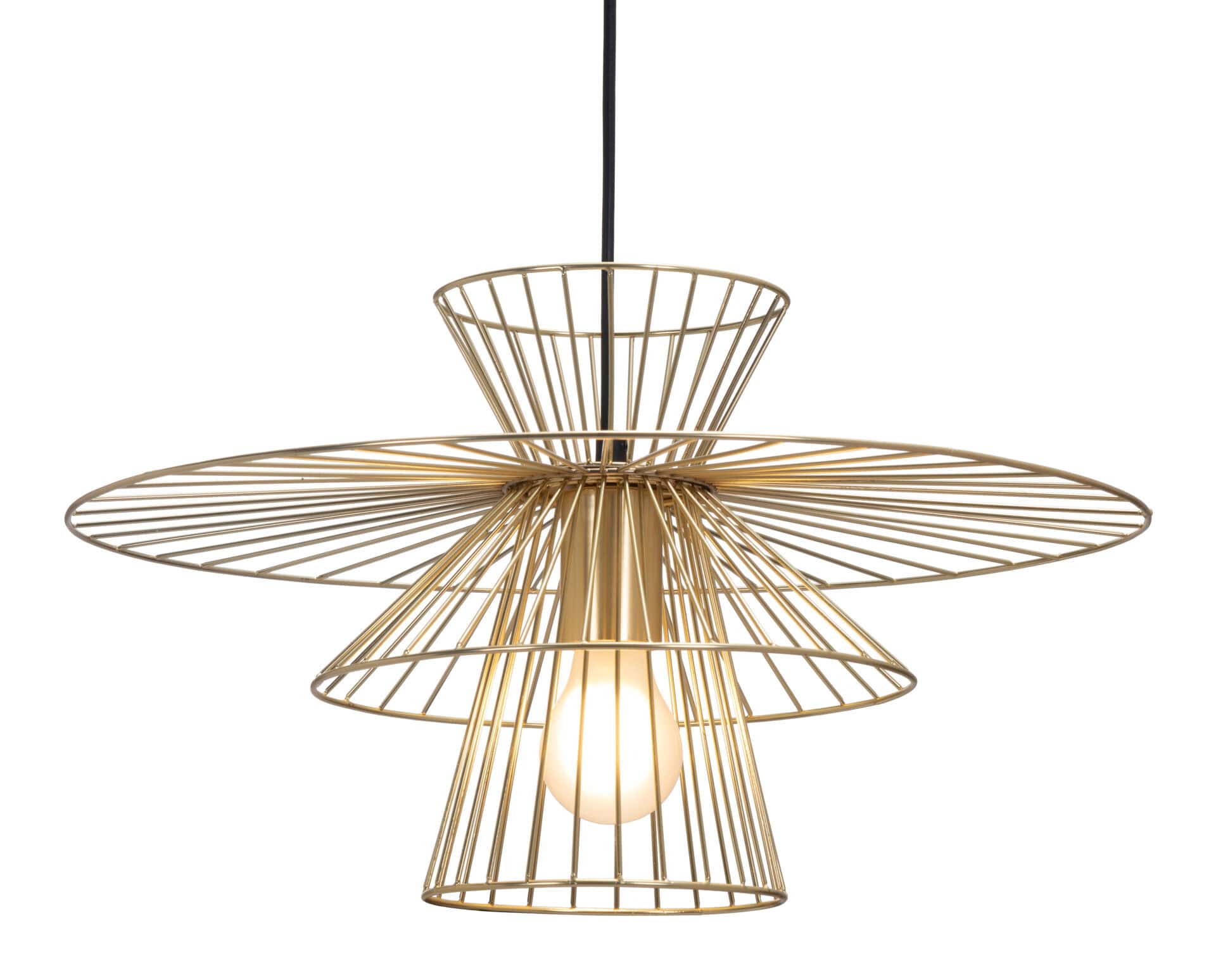 Gold Steel Frame Ceiling Lamp with Adjustable Cord Length 3 Gold Steel Frame Ceiling Lamp with Adjustable Cord Length - Image 3