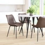 Mid-Century Modern Faux Leather Dining Chair with Steel Frame (Set of 2)