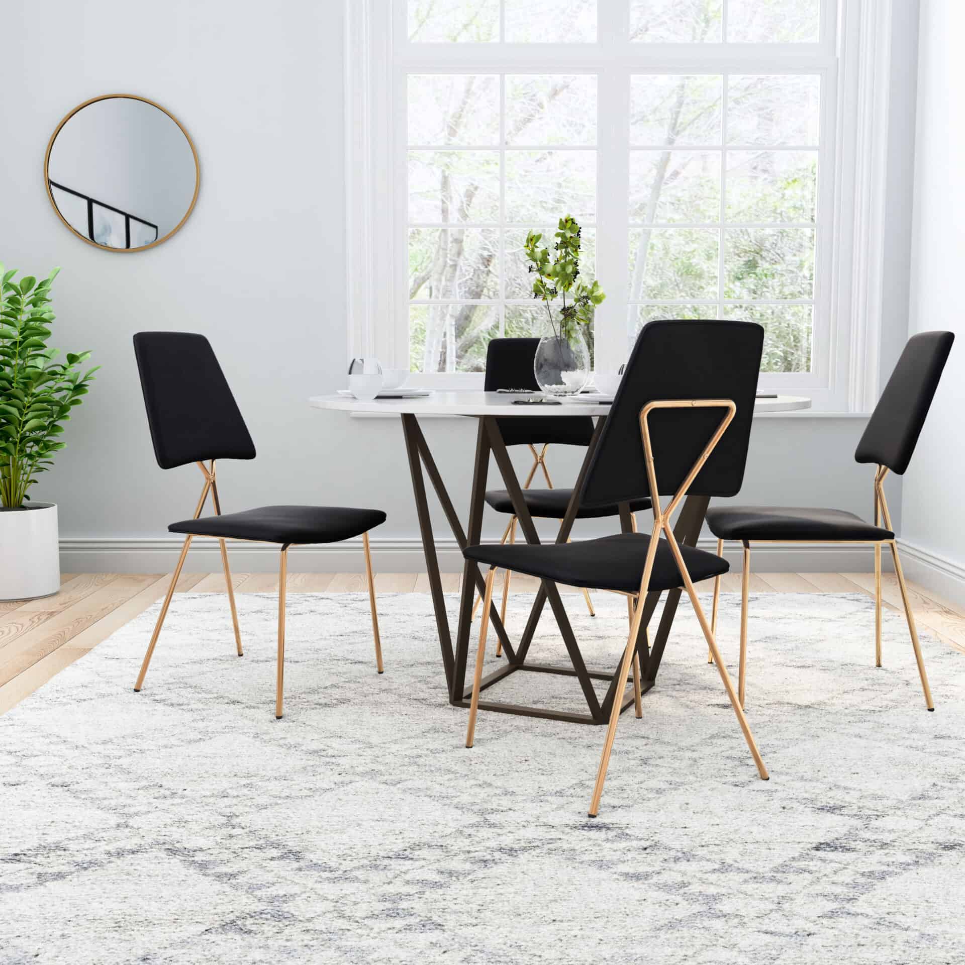 Black Velvet Dining Chair with Gold Frame (Set of 2) 1 Black Velvet Dining Chair with Gold Frame (Set of 2)