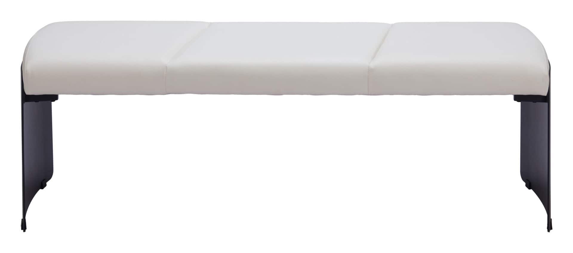 Steel Frame Bench with Plush Faux Leather Seat - White 3 Steel Frame Bench with Plush Faux Leather Seat - White - Image 3