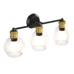 Modern Black and Gold Vanity Light with Bubbled Glass (3-Light)