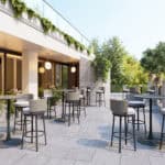 White Wave Outdoor Barstool with Aluminum Frame and Olefin Cushion