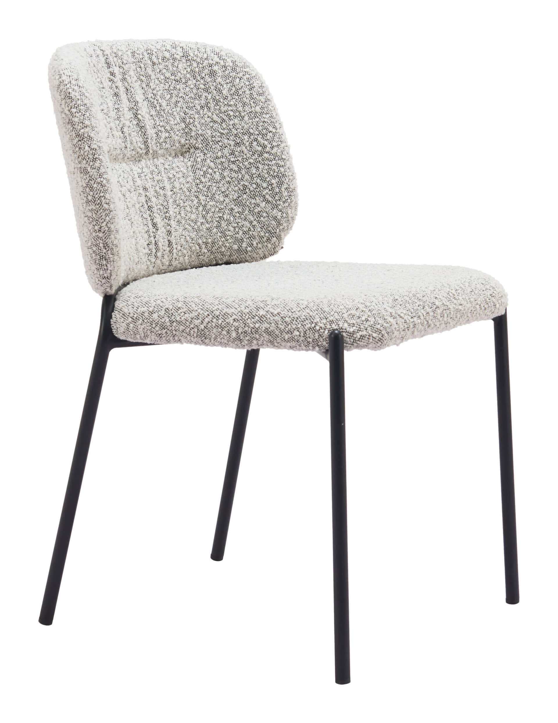 Gray Shearling Seat Dining Chair with Steel Legs (Set of 2) 9 Gray Shearling Seat Dining Chair with Steel Legs (Set of 2)