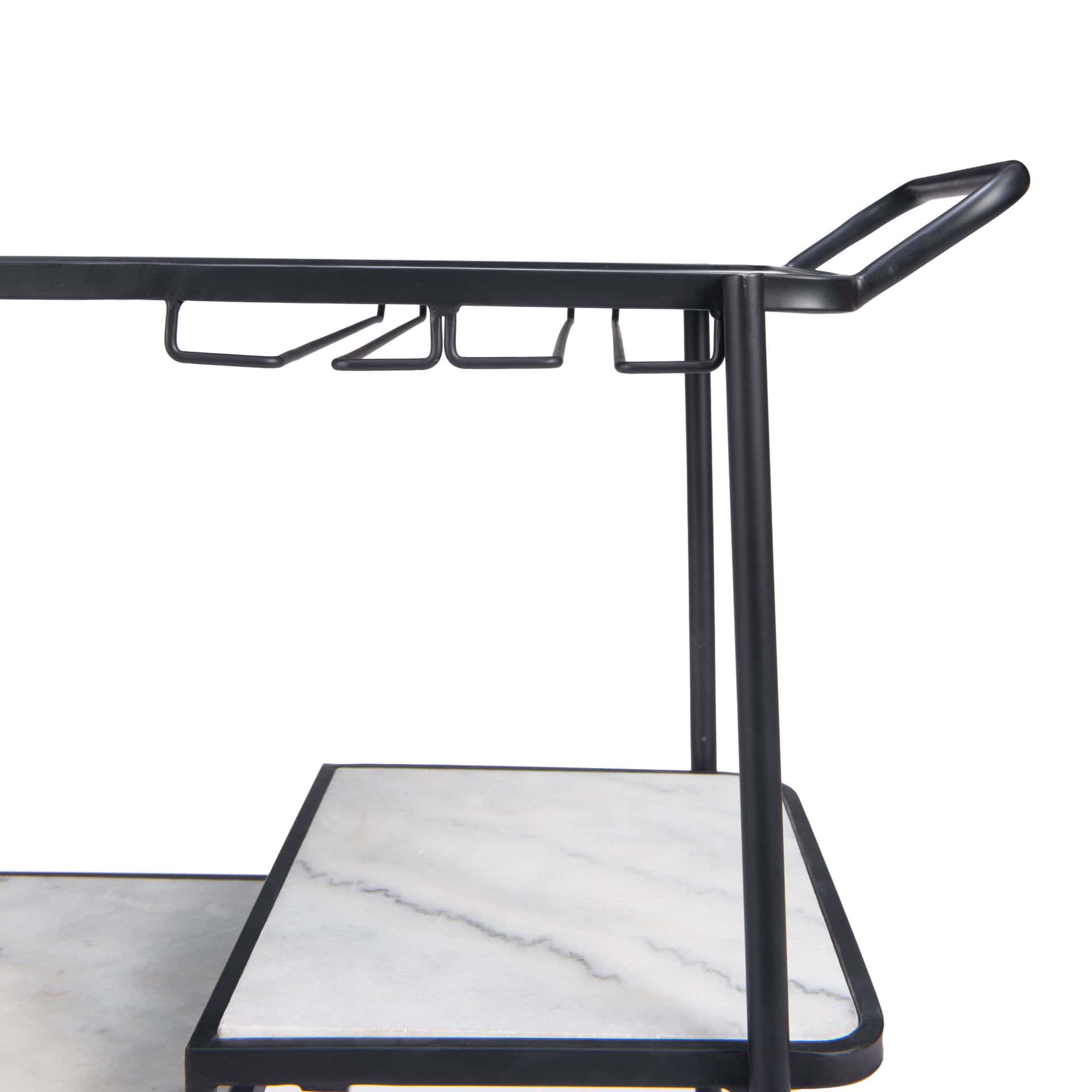 Black Bar Cart with Marble Accents and Glass Shelves 18 Black Bar Cart with Marble Accents and Glass Shelves
