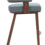 Plush Gray Barstool with Walnut Faux Wood and Armrests 9 Plush Gray Barstool with Walnut Faux Wood and Armrests