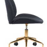 Glam Black Faux Leather Office Chair with Gold Steel Frame