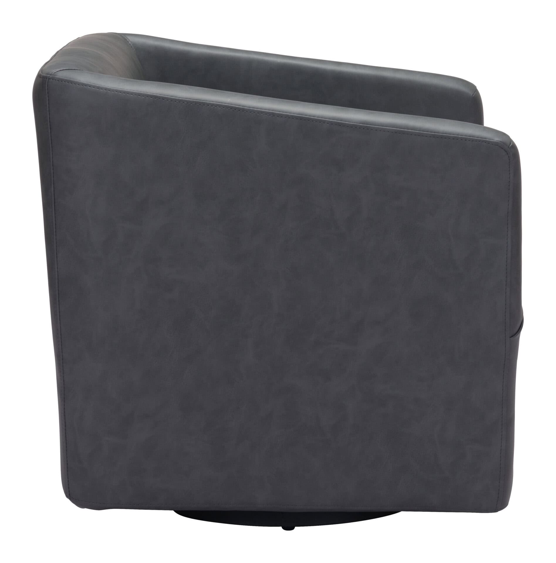 Modern Gray Faux Leather Chair with Steel Legs and Armrests 3 Modern Gray Faux Leather Chair with Steel Legs and Armrests - Image 3