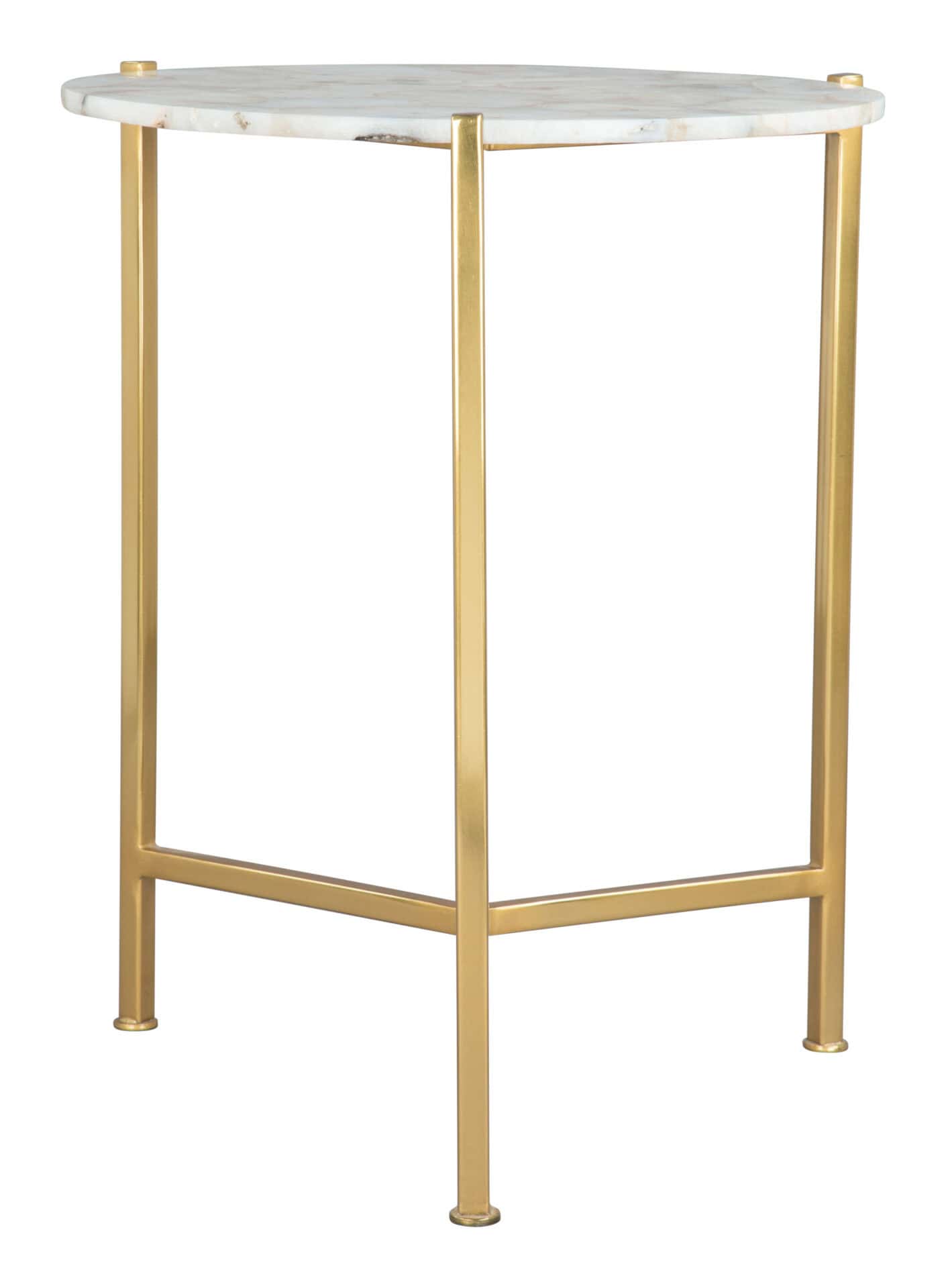 Agate Stone Top Side Table with Gold Base, White (1) 5 Agate Stone Top Side Table with Gold Base, White (1) - Image 5