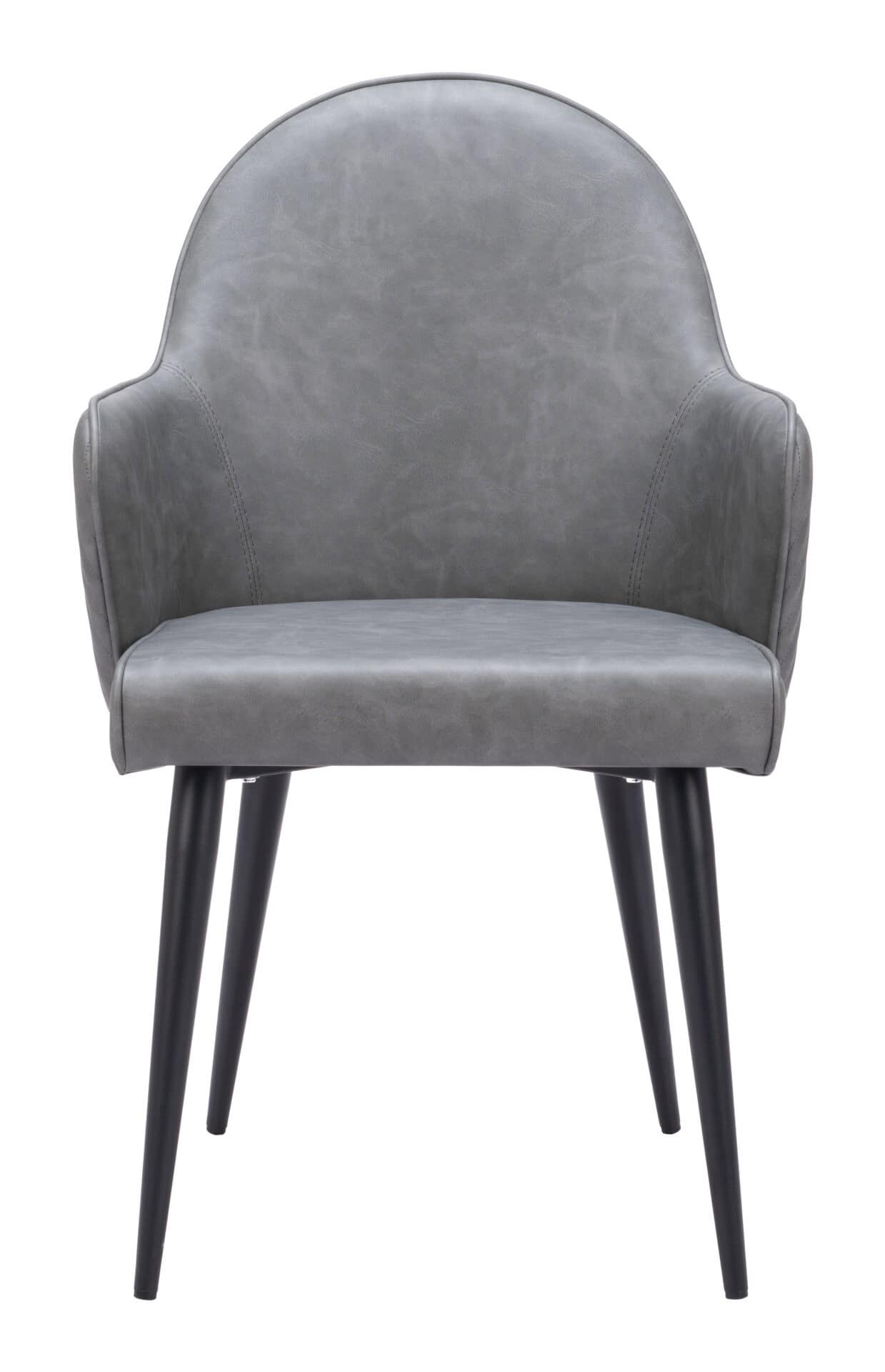 Gray Modern Dining Chair with Faux Leather and Steel Frame 3 Gray Modern Dining Chair with Faux Leather and Steel Frame - Image 3