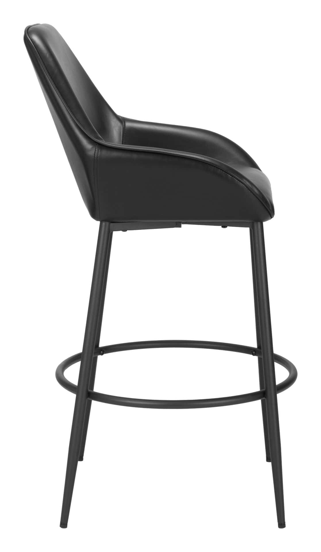 Modern Faux Leather Barstools with Armrests and Footrest (Set of 2) 2 Modern Faux Leather Barstools with Armrests and Footrest (Set of 2) - Image 2
