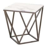 Modern Square End Table with Marble-Like Top and Bronze Base 11 Modern Square End Table with Marble-Like Top and Bronze Base