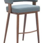 Plush Gray Barstool with Walnut Faux Wood and Armrests 13 Plush Gray Barstool with Walnut Faux Wood and Armrests
