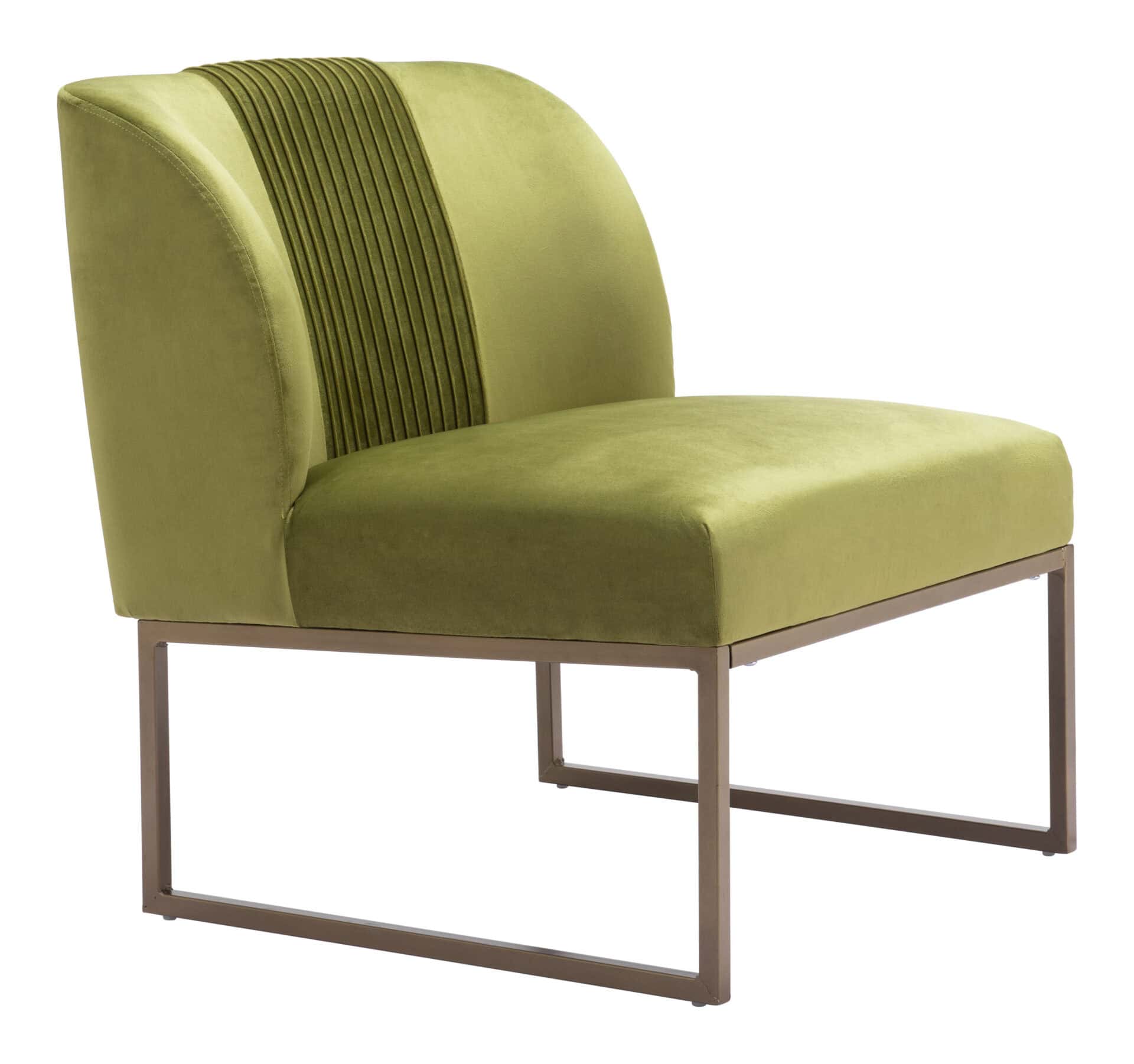 Olive Green Velvet Accent Chair with Powder Coated Steel Base 7 Olive Green Velvet Accent Chair with Powder Coated Steel Base - Image 7