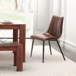 Brown Faux Leather Scoop Dining Chair with Tufted Seat (Set of 2) 9 Brown Faux Leather Scoop Dining Chair with Tufted Seat (Set of 2)