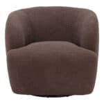 Swivel Chair with Shearling-Style Fabric and Powder-Coated Base