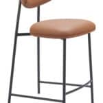 Brown Faux Leather Counter Stool with Steel Frame (Set of 2) 13 Brown Faux Leather Counter Stool with Steel Frame (Set of 2)