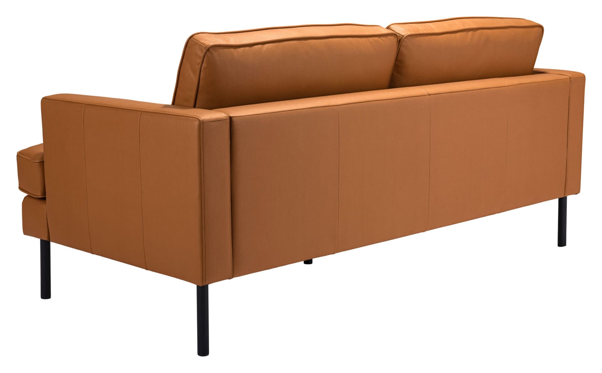 Modern Brown Faux Leather Sofa with Powder Coated Steel Legs 7 Modern Brown Faux Leather Sofa with Powder Coated Steel Legs - Image 7