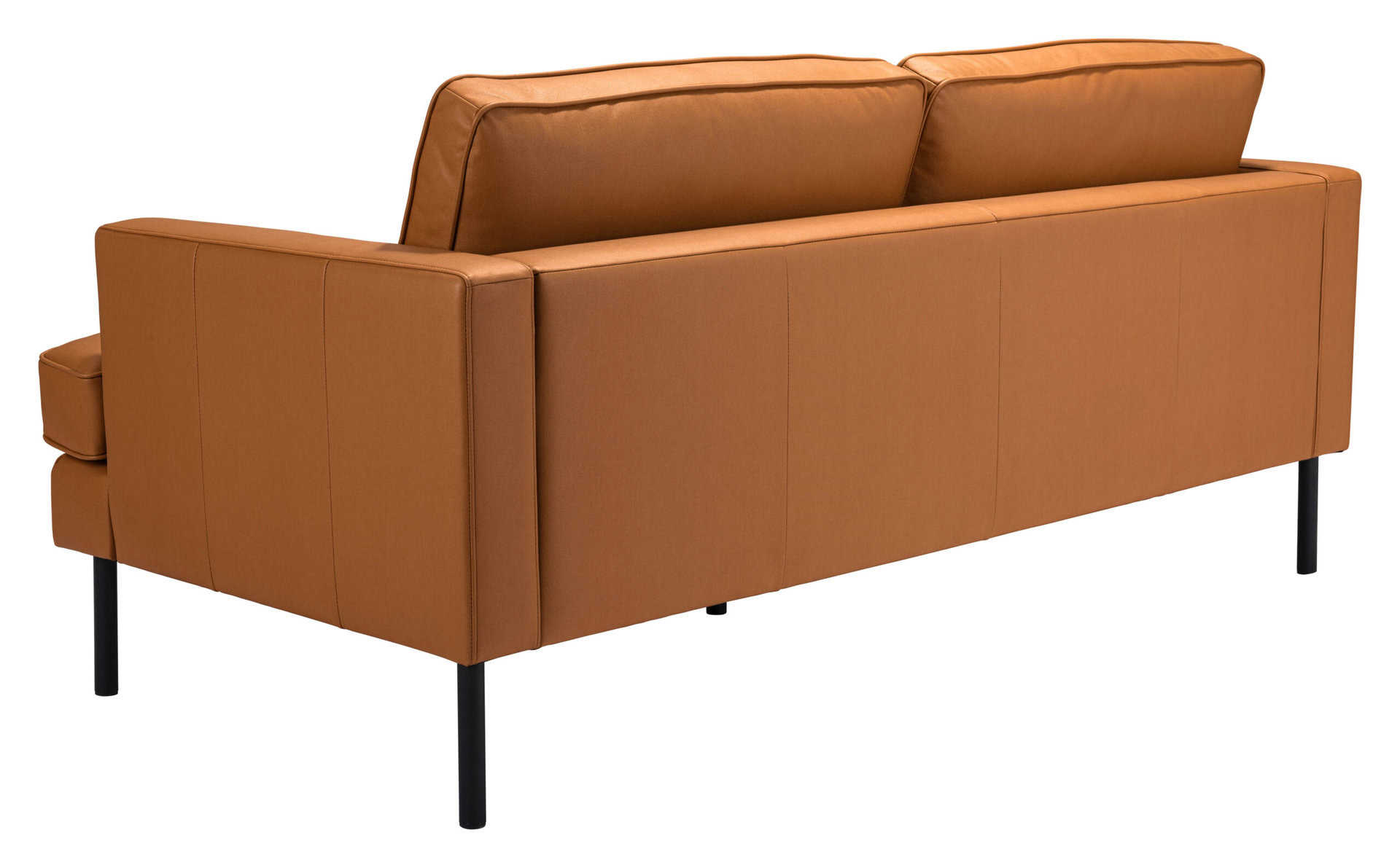 Modern Brown Faux Leather Sofa with Powder Coated Steel Legs 15 Modern Brown Faux Leather Sofa with Powder Coated Steel Legs
