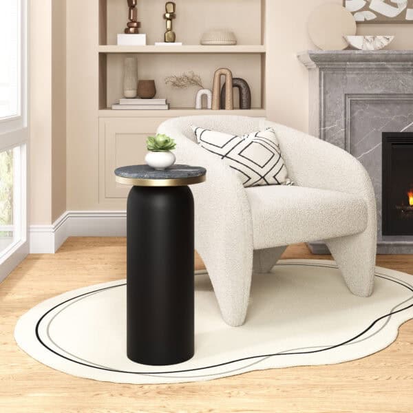 Multicolor Marble Top Drink Table with Steel Base