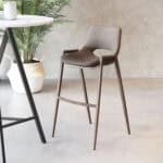 Mid-Century Modern Brown Barstool with Walnut Legs (Set of 2)