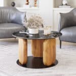 Marble Top Coffee Table with Mango Wood Legs 8 Marble Top Coffee Table with Mango Wood Legs