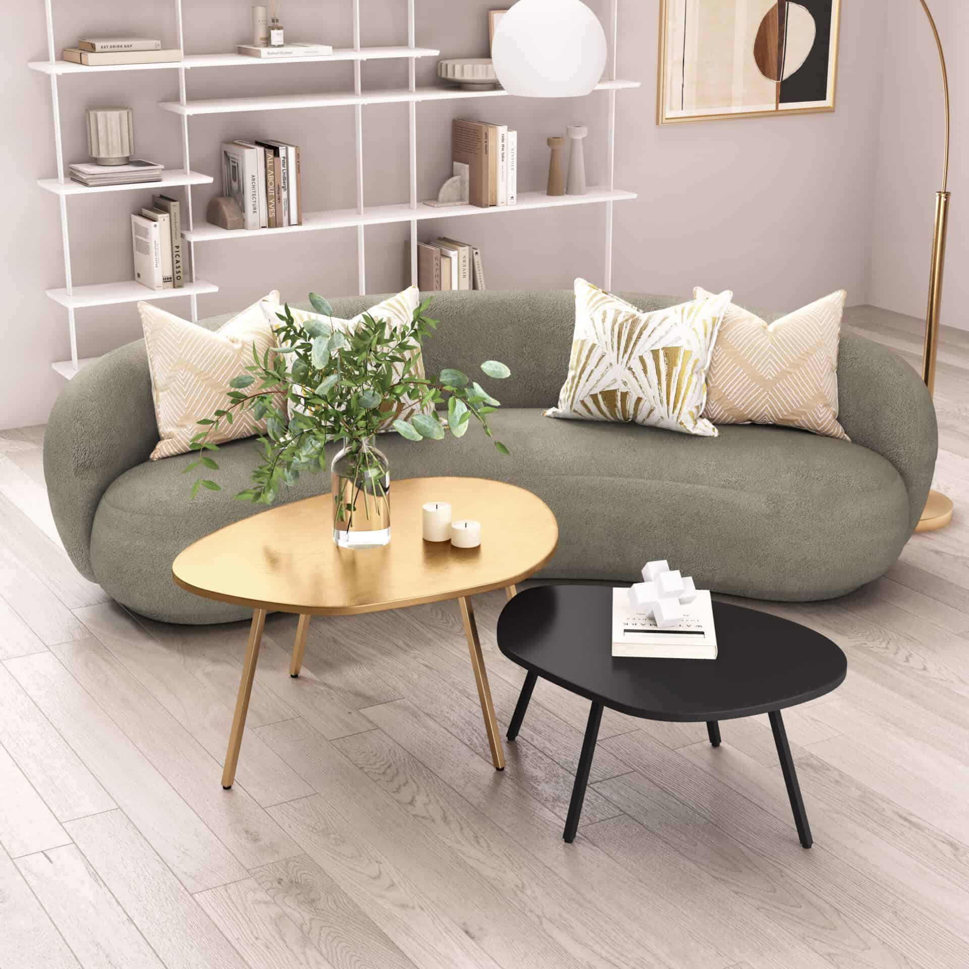 Modern Brass & Black Coffee Table Set (2-Piece) 2 Modern Brass & Black Coffee Table Set (2-Piece) - Image 2