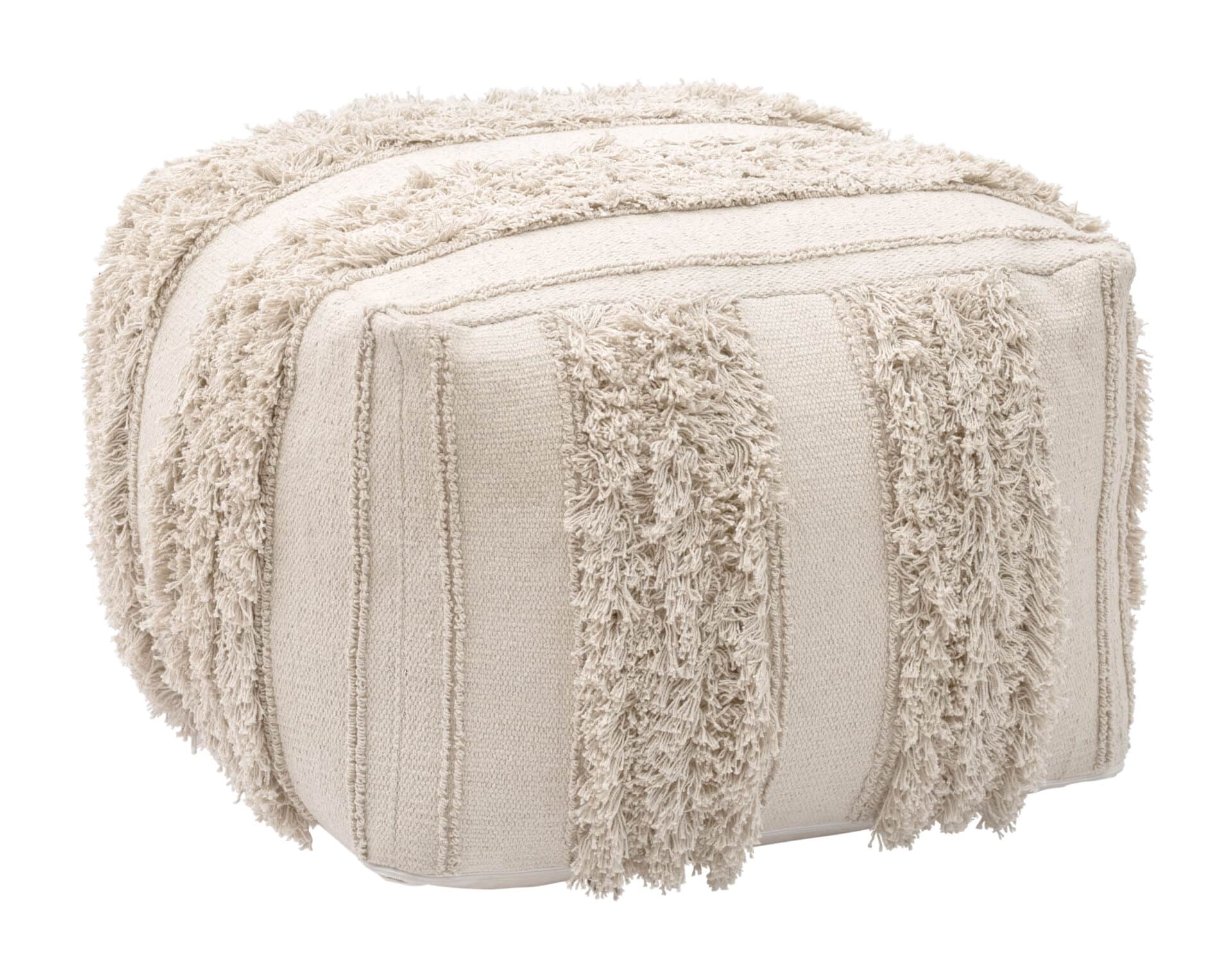 Woven Cotton Boho Chic Ottoman with Rubber Feet Protection 3 Woven Cotton Boho Chic Ottoman with Rubber Feet Protection - Image 3
