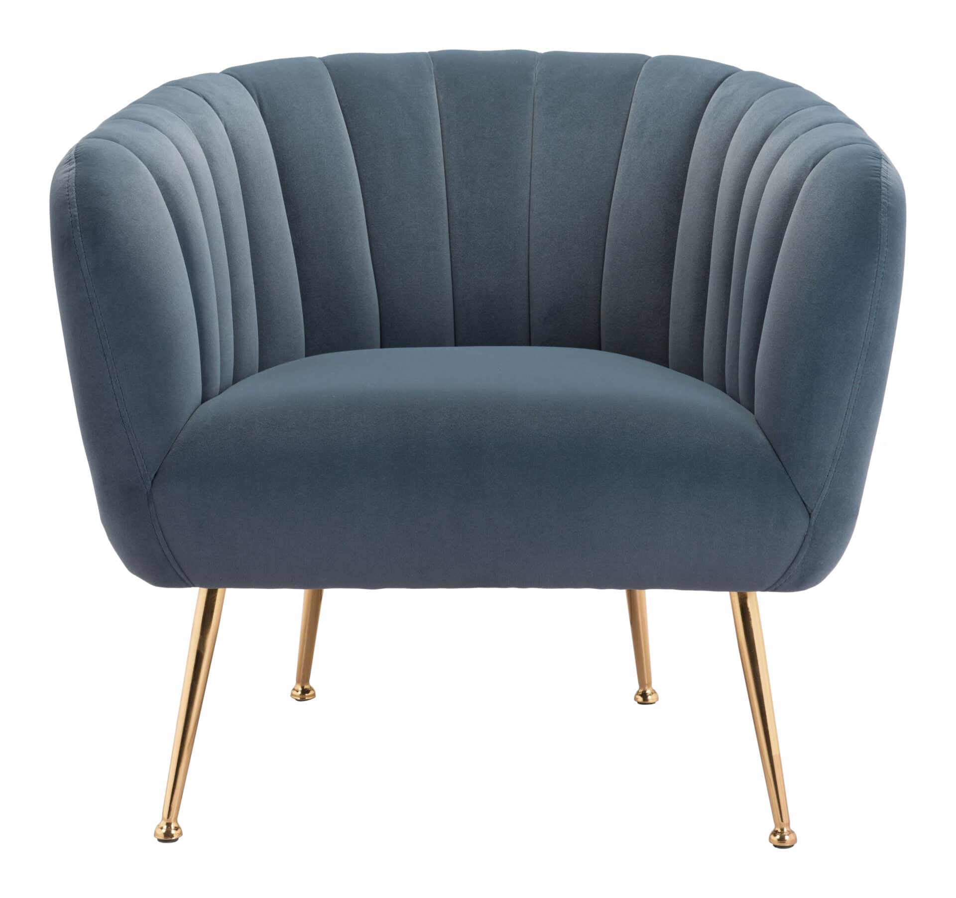 Art Deco Velvet Accent Chair with Gold Legs - Gray 6 Art Deco Velvet Accent Chair with Gold Legs - Gray - Image 6