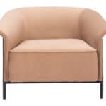 Tan Vinyl Accent Chair with Steel Frame and Armrest Support