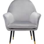 Gray Velvet Boho Accent Chair with Steel Legs and Armrest Support 14 Gray Velvet Boho Accent Chair with Steel Legs and Armrest Support