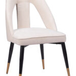 Ivory Dining Chair with Teddy Fabric and Steel Frame