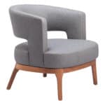 Slate Gray Vinyl Accent Chair with Wood Base and Armrests 16 Slate Gray Vinyl Accent Chair with Wood Base and Armrests