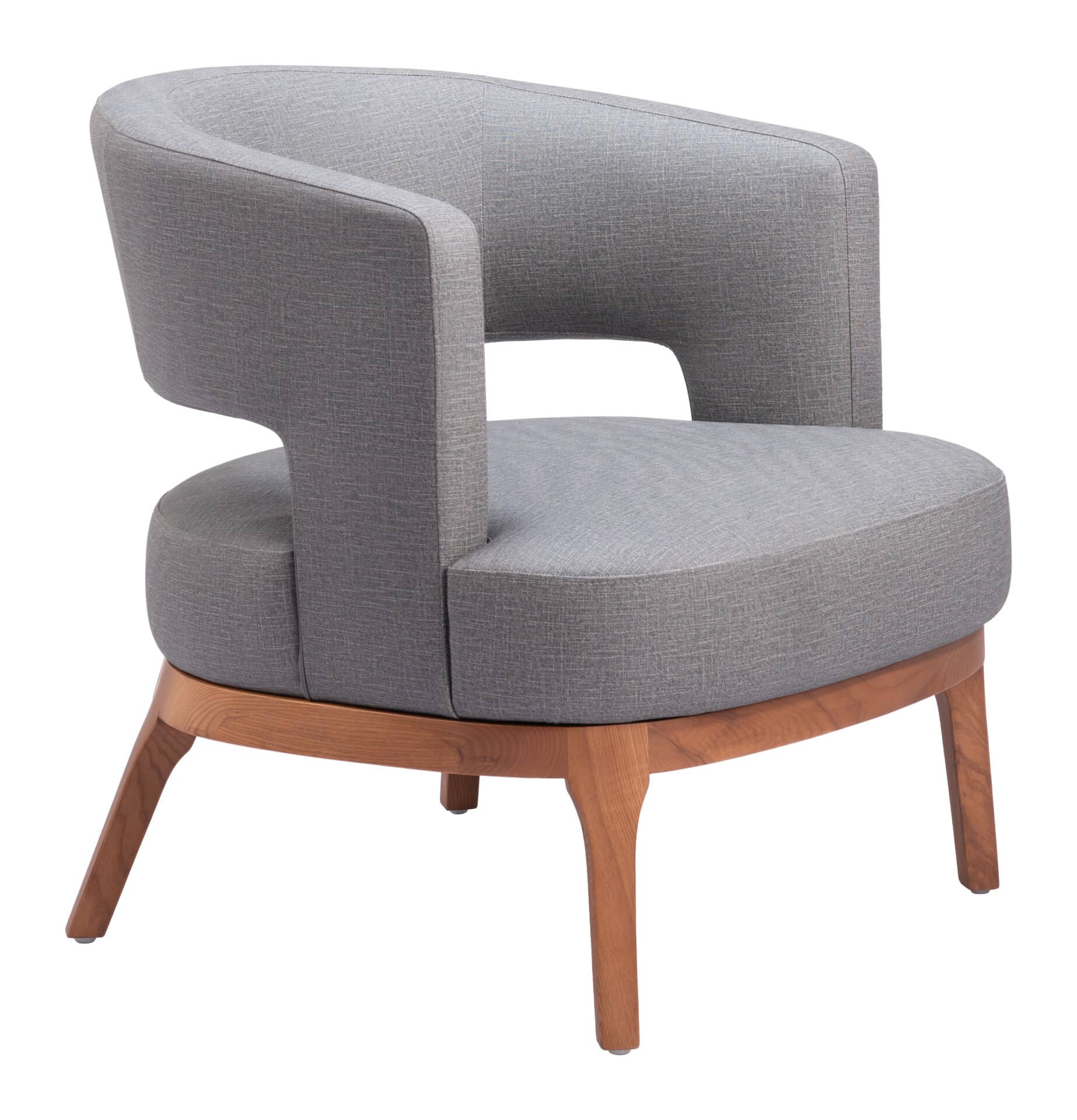 Slate Gray Vinyl Accent Chair with Wood Base and Armrests 8 Slate Gray Vinyl Accent Chair with Wood Base and Armrests - Image 8