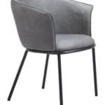 Modern Gray Dining Chair with Steel Frame and Faux Leather Upholstery 13 Modern Gray Dining Chair with Steel Frame and Faux Leather Upholstery
