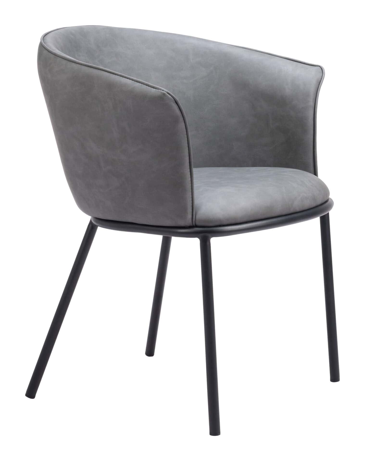 Modern Gray Dining Chair with Steel Frame and Faux Leather Upholstery 6 Modern Gray Dining Chair with Steel Frame and Faux Leather Upholstery - Image 6