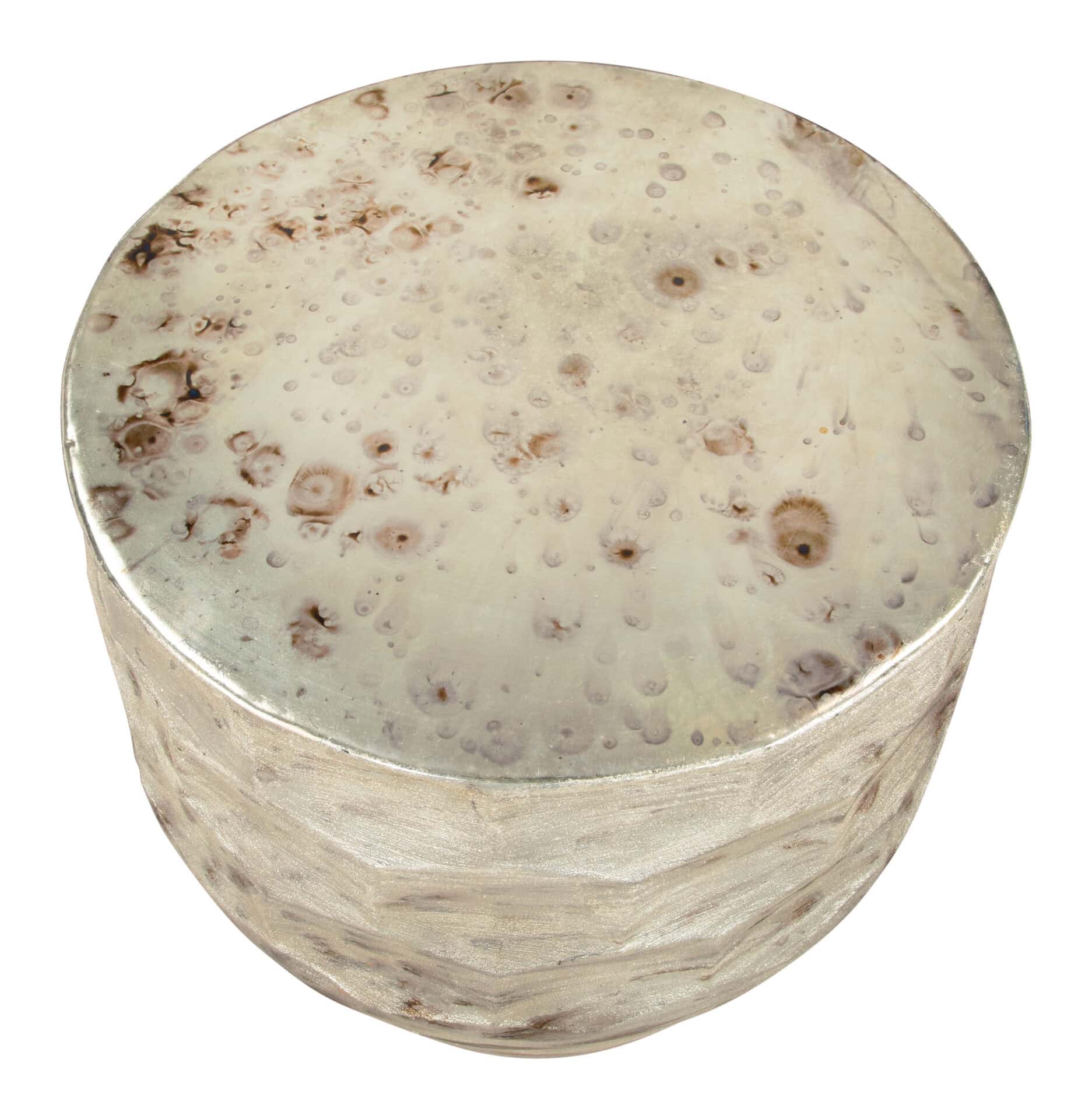 Antique Beige Round Side Table with Hand-Finished Versatile Design 4 Antique Beige Round Side Table with Hand-Finished Versatile Design - Image 4