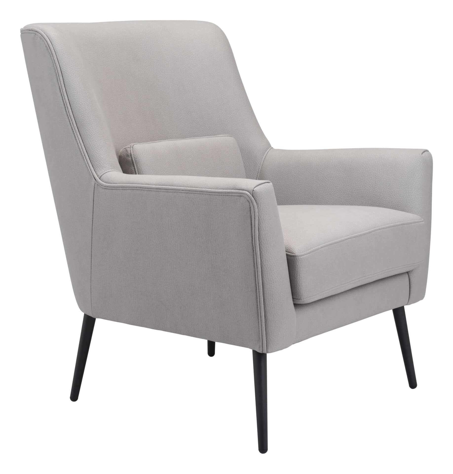 Boho Chic Gray Accent Chair with Faux Leather and Steel Legs 7 Boho Chic Gray Accent Chair with Faux Leather and Steel Legs - Image 7