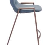 Mid-Century Modern Gray Faux Leather Counter Stool with Walnut Legs (Set of 2)