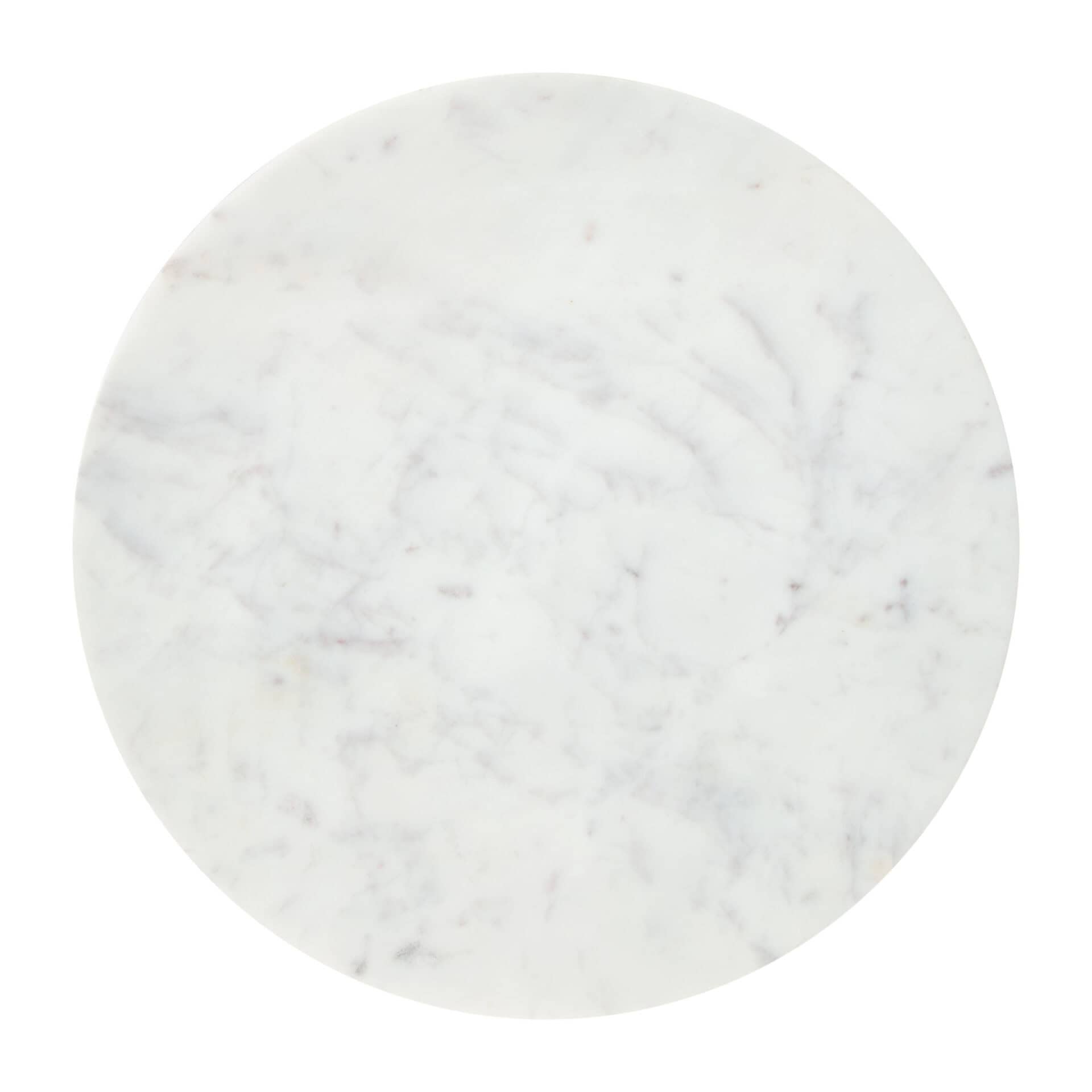 White Marble Top Side Table with Black Cast Aluminum Base 5 White Marble Top Side Table with Black Cast Aluminum Base - Image 5
