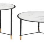Mid-Century Modern Marble-Print Coffee Table Set (Set of 2) 13 Mid-Century Modern Marble-Print Coffee Table Set (Set of 2)