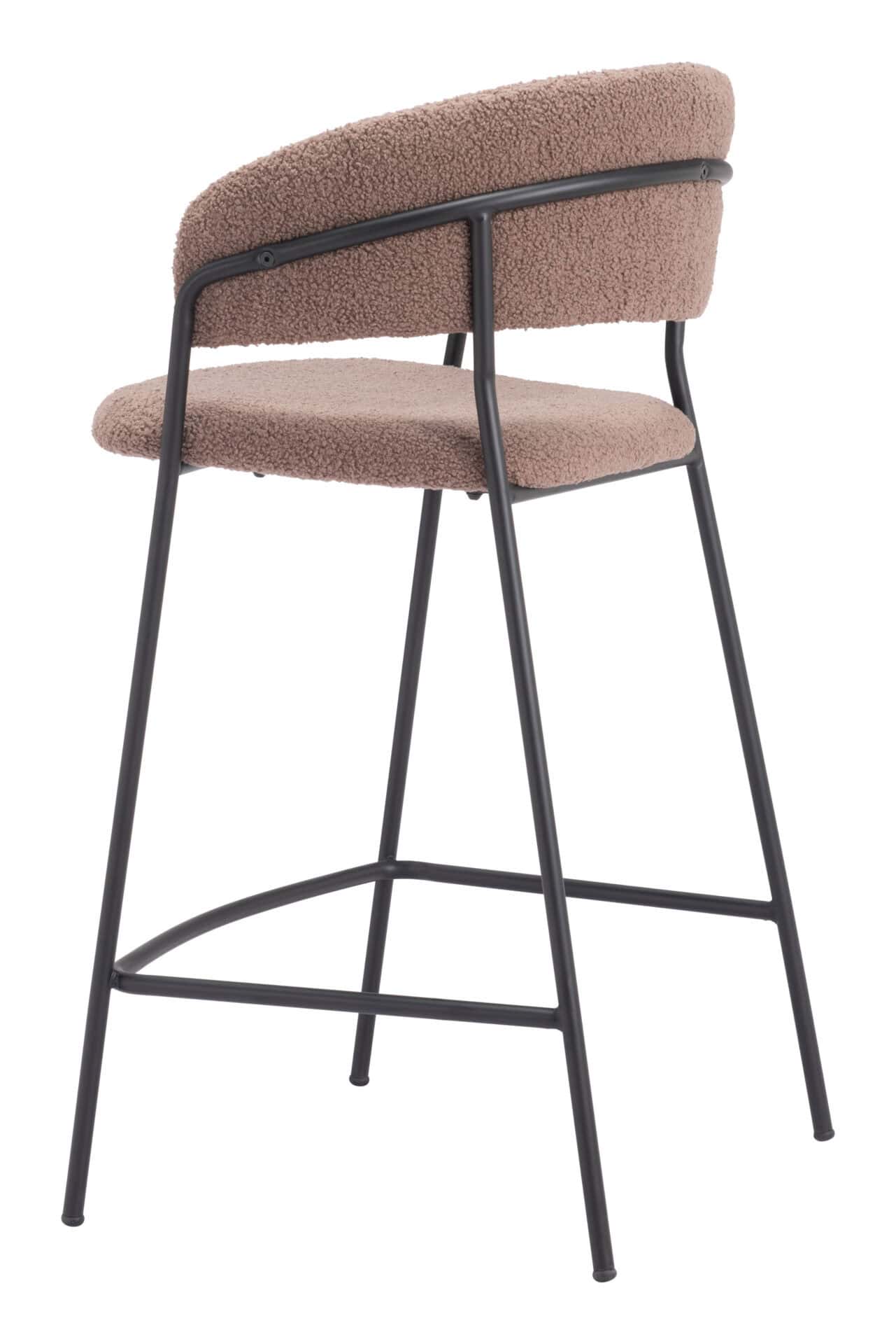 Mid-Century Modern Counter Stool with Shearling Fabric and Footrest (Set of 2) 6 Mid-Century Modern Counter Stool with Shearling Fabric and Footrest (Set of 2) - Image 6