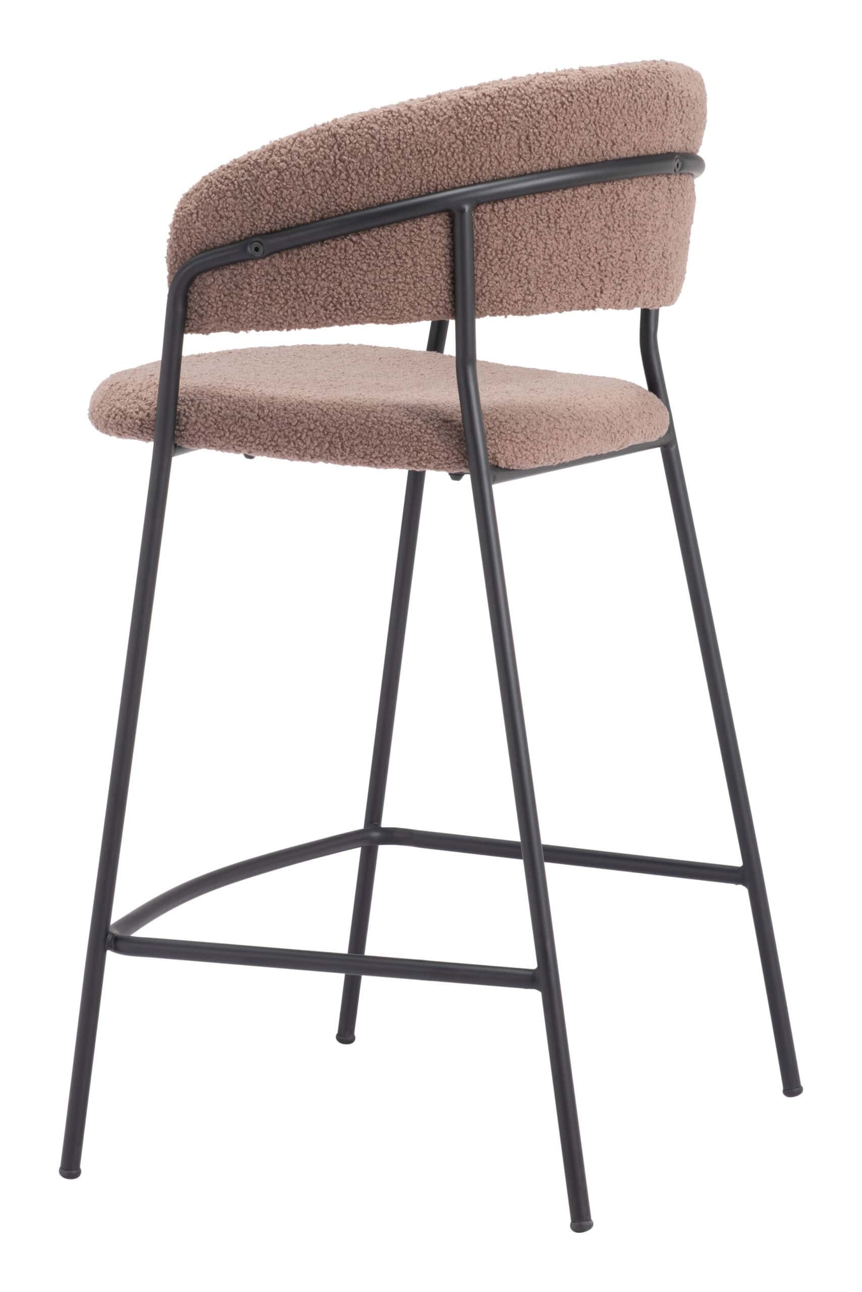 Mid-Century Modern Counter Stool with Shearling Fabric and Footrest (Set of 2) 13 Mid-Century Modern Counter Stool with Shearling Fabric and Footrest (Set of 2)